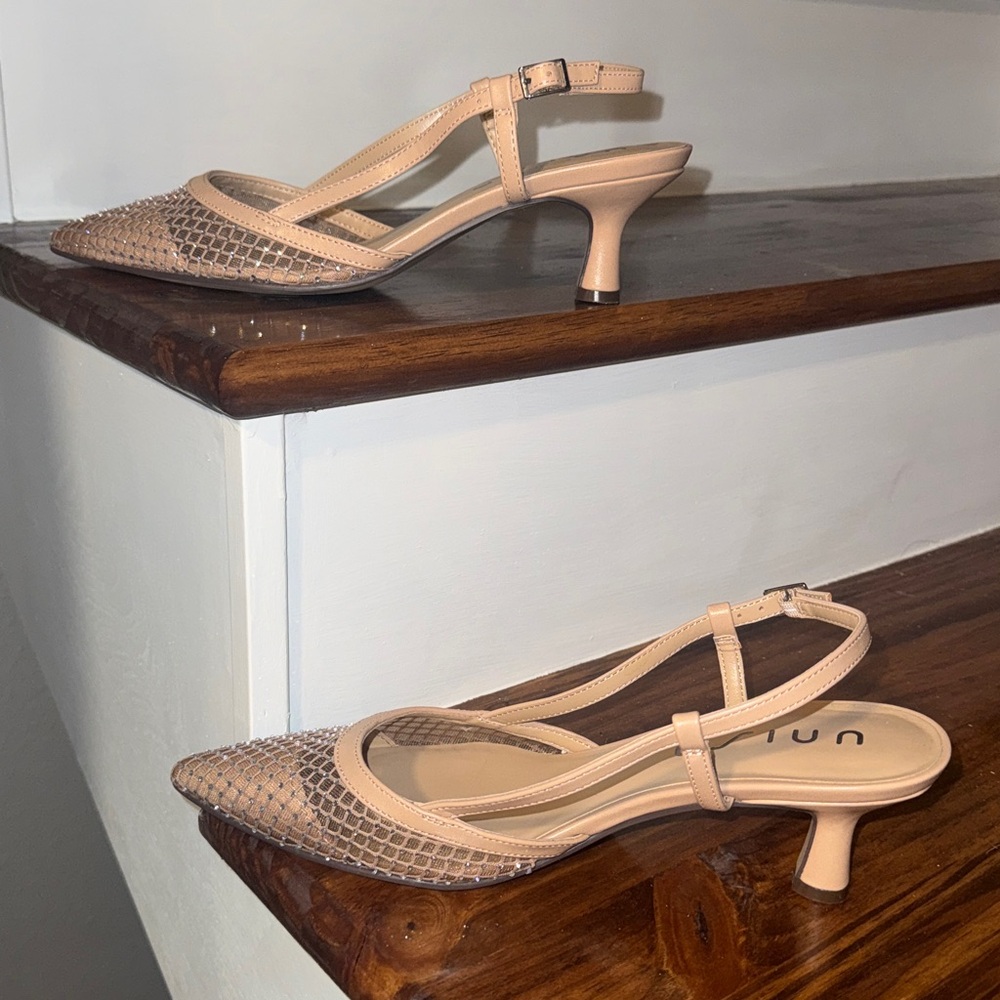 Unisa Beige Mesh Slingback Heels